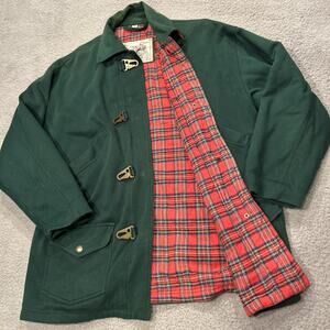 VTG 80s Express French Country Green Jacket Plaid Accent Latch Hook Small